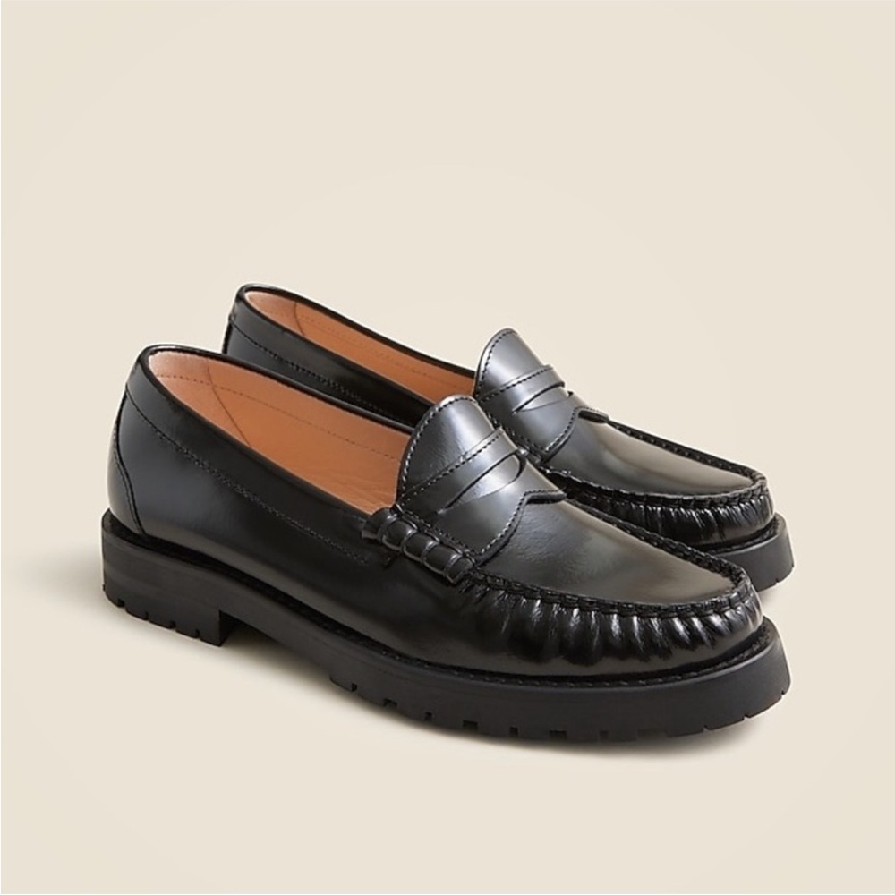 J Crew New Winona lug-sole penny loafers in Italian spazzolato leather NIB